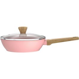 Sauteuse - Tous feux dont induction - ARTHUR MARTIN - AM0333 - Revetement céramique - Ø 24 cm - Avec couvercle et panier inox - Rose