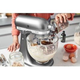 KitchenAid 5KSM185PS Robot mixeur Artisan 4,8 L argent Medallion Silver avec batteur, pétrin, fouet, rotation planétaire, 10 vitesses