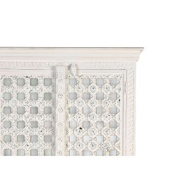 GINER Y COLOMER - Armoire en bois de manguier blanc avec style géométrique, incrustations et miroir, 2 portes, 3 étagères intérieures