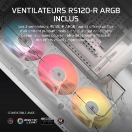 Boitier PC - CORSAIR - AIR 5400 RS-R ARGB Tempered Glass Mid-Tower - Ventilateurs RGB a rotor inversé - Blanc