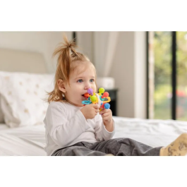 Nuby Anneau de dentition Twist Ball - Hochet de motricité avec textures pour gencives sensibles - Pour bébé dès 3 mois - Multicolore