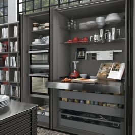 Emuca Coulisses pour table extensible et relevable Oplà Folding+39 M120, Aluminium, Inox anodisé