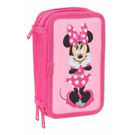 Pochette à crayons triple Minnie Mouse Rose 12,5 x 19,5 x 5,5 cm 37 Pièces