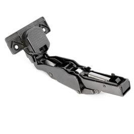 HERRAJES ALK 35 Clip Cam 165° Con Piston Acabado Grafito Codo Superacodado Bisagra Amortiguada para Muebles