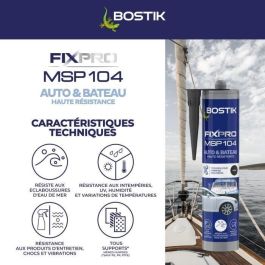 Bostik Fixpro MSP 104 Adhésif et scellant pour automobile/marine, résistant aux intempéries et à l'eau de mer, noir, 290 ml