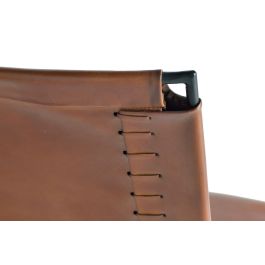 GINER Y COLOMER - Lot de 2 chaises design en cuir marron avec piètement en métal, pour salle à manger ou bureau