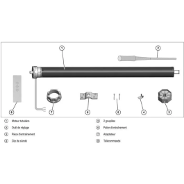 Superrollo SR20915 Moteur pour volet roulant radio + télécommande, 60 mm, 10 Nm, 22 kg max.
