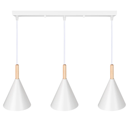 Lampe Suspendue Madeleine Métal et Bois [SKD-P130-3-W]