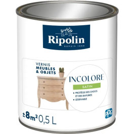 Ripolin - Peinture Meubles et Objets - Satin incolore - 0,5L - Pour bois, mélaminé, stratifié, métal - Intérieur & Extérieur - Bio-sourcée Precio: 42.036. SKU: B17G9QXNQL