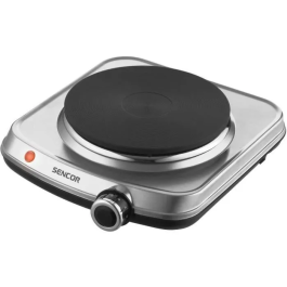 Sencor SCP 1506SS Plaque chauffante portable 1500 W - Thermostat réglable, diamètre 18 cm, surface inox, pieds antidérapants, sécurité surchauffe