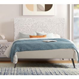 GINER Y COLOMER Panneau de tête de lit décoratif en MDF blanc vieilli, 166 cm de large, à poser ou à fixer au mur