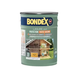 Bondex Lasure Bois Exterieur 2 en 1 5L - Chene Clair Satin - Protection Longue Duree 12 Ans Toutes Saisons - Haute Resistance UV, Eau, Humidite - Rendement 13m2/L