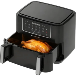 Continental Edison Friteuse à Air CEFR2400TB - Sans Huile - 10.5L - 2600W - 12 Programmes - Noir