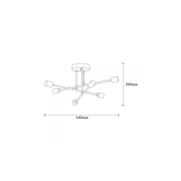Lampe de Plafond Marco Aluminium 640x300mm 6x E27