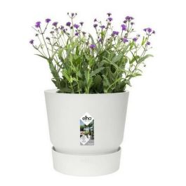 Elho Pot de fleurs Greenville 47 Rond Extérieur Ø 47 x H 44,1 cm Blanc Plastique Recyclé Résistant au Gel