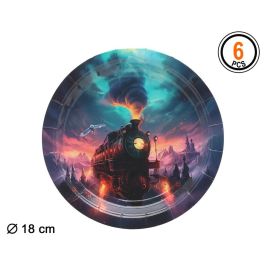 Lot de 6 assiettes en carton, diamètre 18 cm, décor train magique et paysage enchanté, fête d'anniversaire enfant, goûter, résistantes Precio: 9.9500004. SKU: B1EAKRM6EK