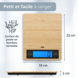 Ade ADE4260075857824 Balance de cuisine digitale RAMONA Bambou 23 x 18 x 2 cm