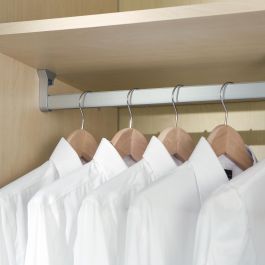 Emuca Lot de 2 x 1.15m Tringles de penderie en soie avec supports, Aluminium et Plastique, Anodisé mat