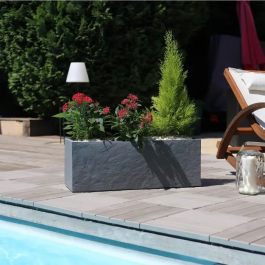 Eda - Balconnière Volcania Up 25 L - Décoration intérieure et extérieure - Finition pierre - 59 x 19.5 x 22.8 cm - Gris anthracite