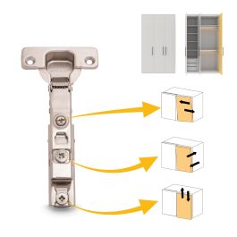 Emuca Lot de 20 charnières droites X91 à fermeture amortie avec embases droite à visser, Hauteur 1, Acier, Nickelé
