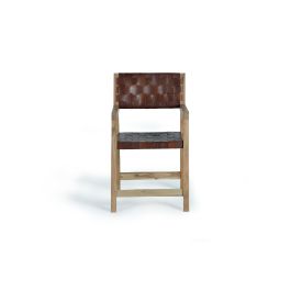 GINER Y COLOMER Chaise en Bois de Manguier et Cuir Naturel Marron - Siège 45x44 cm, Hauteur 47 cm, Dossier 45 cm Precio: 467.988. SKU: B17BS7C25R