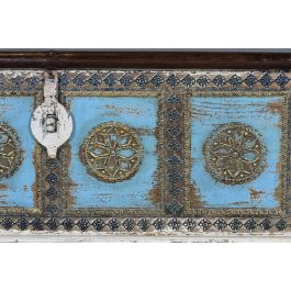 GINER Y COLOMER Buffet en bois de manguier blanc vieilli et cerisier avec détails bleus et bronze - 116 x 40 x 45 cm, grande capacité