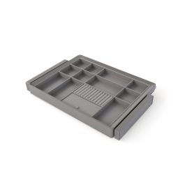 Emuca Kit tiroir organisateur et rack ajustable Quartz pour armoires, glissières extension totale et à fermeture douce, Module 70cm, Finition Titane