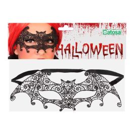 Antifaz Masque Noir Dentelle avec Design de Chauve-Souris pour Costume de Vampire - Accessoire Adulte pour Halloween, Carnaval, Fête Masquée