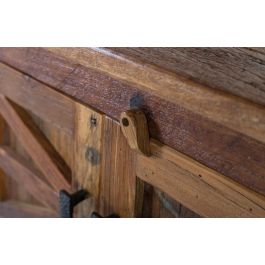 GINER Y COLOMER Meuble TV en bois recyclé couleur noyer, 2 portes, 1 tiroir et espace ouvert, 61 cm de large