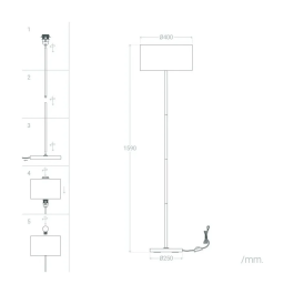 Lampe sur Pied Puducherry SKD-F1006, Style Moderne, Compatible E27, Pour Salon, Chambre, Restaurant