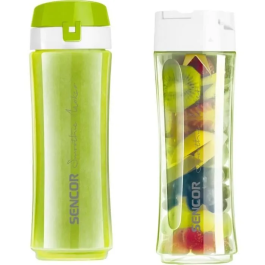 Sencor SBL 2211GR - Blender à smoothie 500 W avec 2 bouteilles en Tritan sans BPA, 4 lames inox et couvercle verseur, pour boissons saines, soupes, 0.6 L et 0.3 L