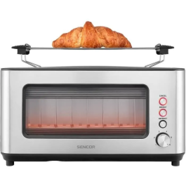 Sencor STS 4050SS Grille-pain en acier inoxydable avec minuterie électronique, 6 niveaux de grillage et fenêtre de contrôle - 1200 W