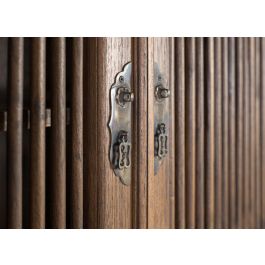 GINER Y COLOMER Armoire en teck massif style colonial, finition noyer - 176 cm de haut, 96 cm de large, avec portes et tiroirs