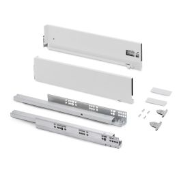 Emuca Tiroir extérieur Vertex avec réglages 3D hauteur 131mm, 40kg, profondeur 500mm, Acier, Peint en blanc