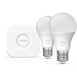 Philips Hue Essential - Kit de démarrage éclairage intelligent - 1 Bridge + 2 Ampoules A60 connectées - Blanc réglable et couleurs - Contrôle vocal et application Precio: 118.248. SKU: B1KKQEKQ3D