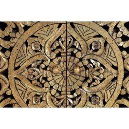 GINER Y COLOMER Aparador Buffet en Bois de Mango Sculpté avec Pan de Oro, Noir Doré et Noyer