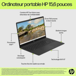 HP Portable PC 15-fd0167nf - PC Portable 15.6 pouces FHD, Intel N100, 8 Go RAM, 256 Go SSD, Windows 11, Clavier AZERTY