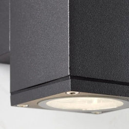 Brilliant - HALLY - Applique murale extérieure en métal et verre anthracite, GU10 LED 10W, IP44