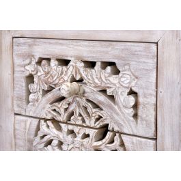 GINER Y COLOMER - Buffet commode 5 tiroirs en bois de manguier avec base en fer, couleur blanc vieilli et gris, dimensions 105 x 45 x 35 cm