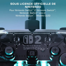 Turtle Beach Manette Gaming Afterglow RGB Filaire Transparente pour Nintendo Switch 2 - Compatible Switch et Switch OLED - Éclairage Personnalisable, Sticks Hall, Bouton GameChat