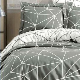 Parure de lit 220x240 cm + 2 taies 60x60 cm 100% coton renforcé Gris ASI8683743677573
