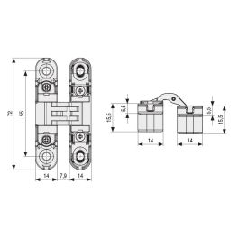 Koblenz Bisagra Oculta Atomika K8000 Noir Mat - 180° / 60Kg, Ajuste 3D Pour Portes Enrasées