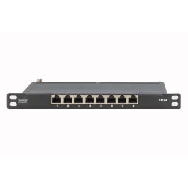 DIGITUS Cat.6A Slim Patch Panel, gesch.,8-Port, 0,5 HE, 10