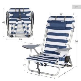 Chaise de Plage Aktive Bleu Blanc 50 x 76 x 45 cm (2 Unités)