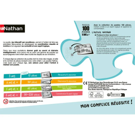 Nathan Puzzle 100 pièces pour enfants dès 6 ans - Chaton arc-en-ciel - Carton épais résistant avec trieur de pièces 3 compartiments - 12004295