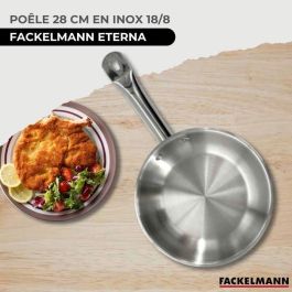 Set de 3 poeles 20, 24 et 28 cm en inox, 3 couvercles verre et 6 ustensiles inox Fackelmann Eterna