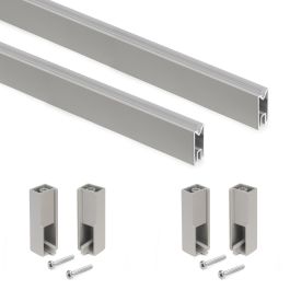 Emuca Lot de 2 rails de penderie Luxe de 0,75 m de long avec supports, Aluminium et Plastique, Peint gris pierre