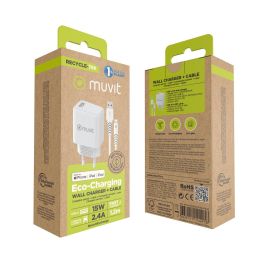 Chargeur mural + Câble USB A vers USB-C Muvit for Change SN-TC170DS1E150A + DC-006 Blanc 12 W