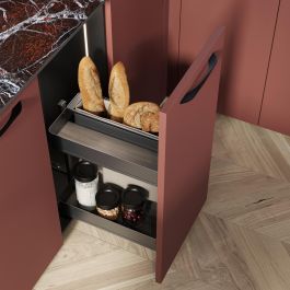 Emuca Chariot extractible avec paniers et panier à pain Harmony avec fermeture à amortie, Module largeur 300mm hauteur 700mm, Acier et Bois, Gris anthracite