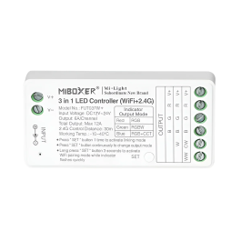 MiBoxer Contrôleur LED 3 en 1 FUT037S+ RGB/RGBW/RGB+CCT 2.4GHz RF 12/24V DC